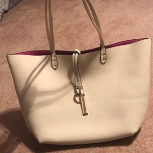 Cream soft leather tote